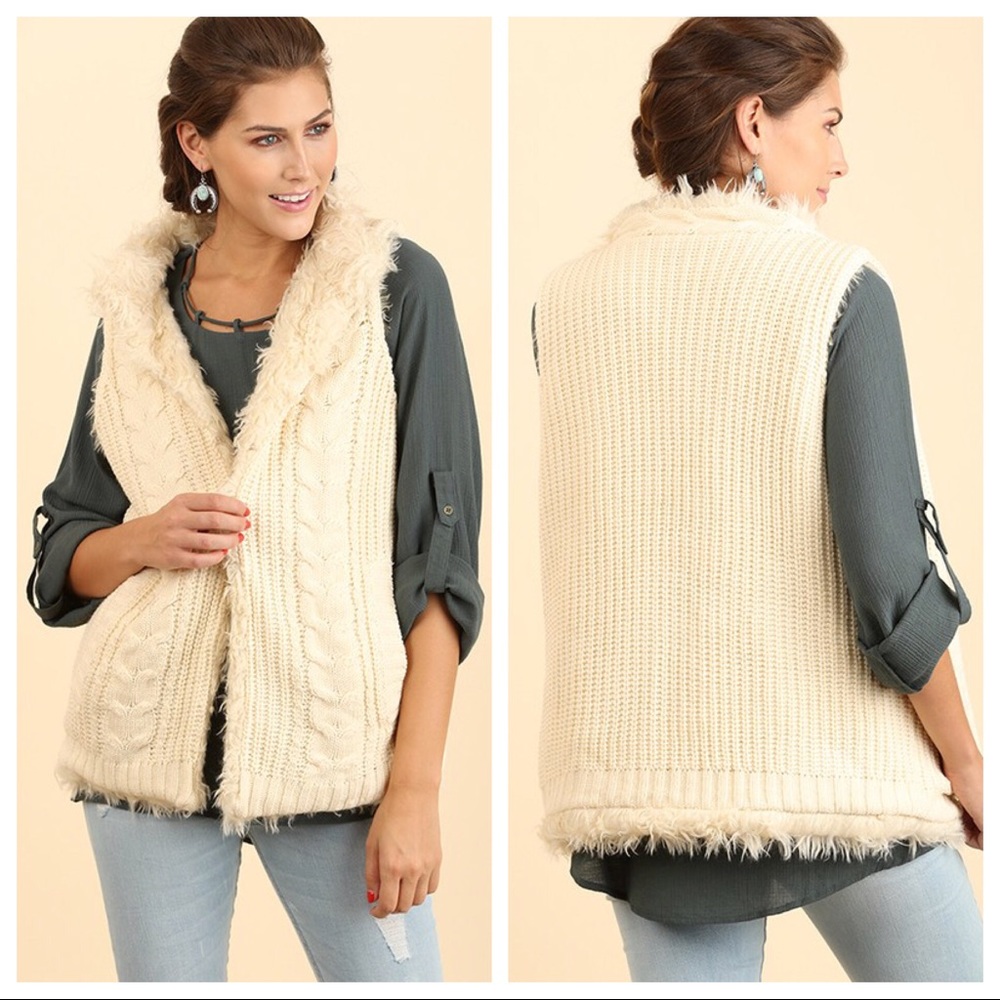 Sweater and Faux Fur Vest